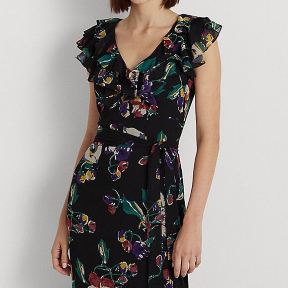 NWT Ralph Lauren maxi chiffon georgette floral summer dress - Picture 7 of 10